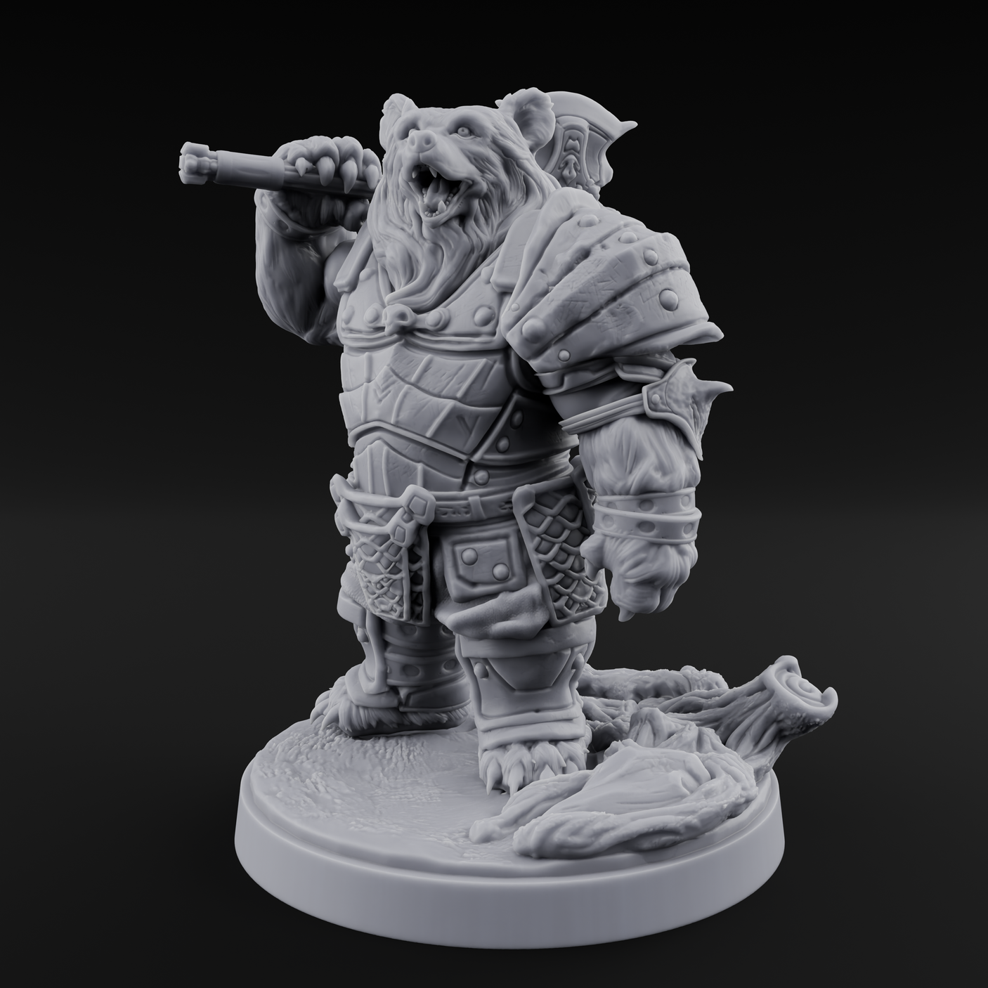 Young Ursine Knight Miniature for Dungeons and Dragons, Pathfinder or other TTRPGs