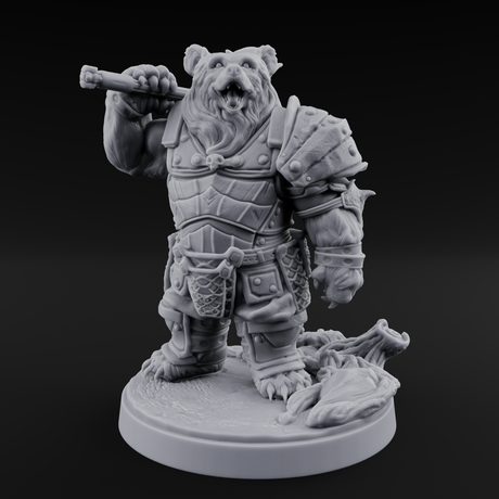 Young Ursine Knight Miniature for Dungeons and Dragons, Pathfinder or other TTRPGs