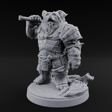 Young Ursine Knight Miniature for Dungeons and Dragons, Pathfinder or other TTRPGs
