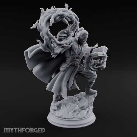 Swirling Flames Human Wizard Miniature for Dungeons and Dragons, Pathfinder or other TTRPGs
