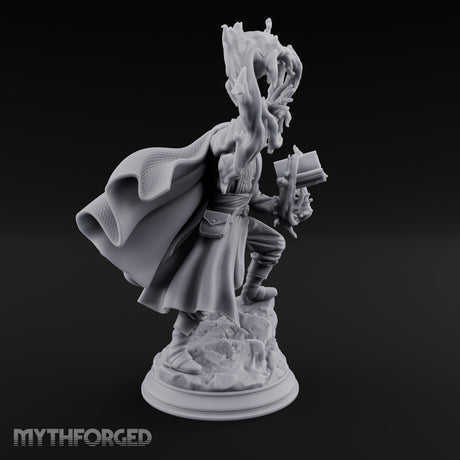 Swirling Flames Human Wizard Miniature for Dungeons and Dragons, Pathfinder or other TTRPGs