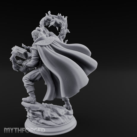 Swirling Flames Human Wizard Miniature for Dungeons and Dragons, Pathfinder or other TTRPGs
