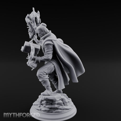 Swirling Flames Human Wizard Miniature for Dungeons and Dragons, Pathfinder or other TTRPGs