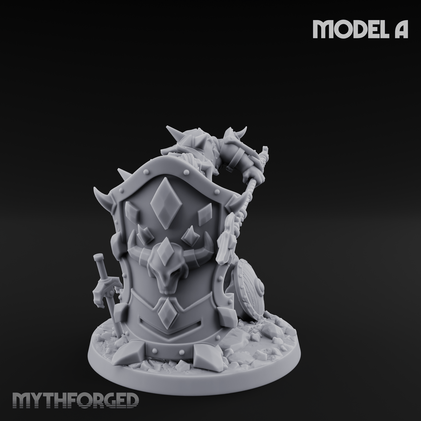 Heavy Shielded Demon Warriors A Miniature for Dungeons and Dragons, Pathfinder or other TTRPGs