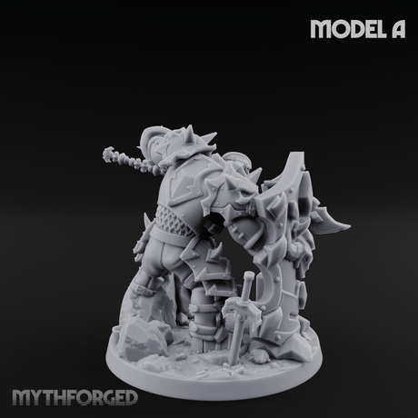 Heavy Shielded Demon Warriors A Miniature for Dungeons and Dragons, Pathfinder or other TTRPGs