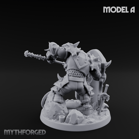 Heavy Shielded Demon Warriors A Miniature for Dungeons and Dragons, Pathfinder or other TTRPGs
