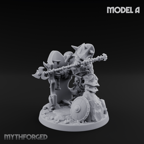 Heavy Shielded Demon Warriors A Miniature for Dungeons and Dragons, Pathfinder or other TTRPGs