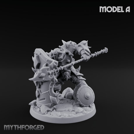Heavy Shielded Demon Warriors A Miniature for Dungeons and Dragons, Pathfinder or other TTRPGs