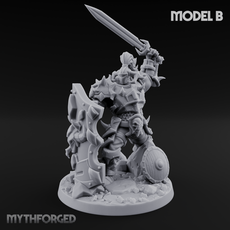 Heavy Shielded Demon Warriors B Miniature for Dungeons and Dragons, Pathfinder or other TTRPGs
