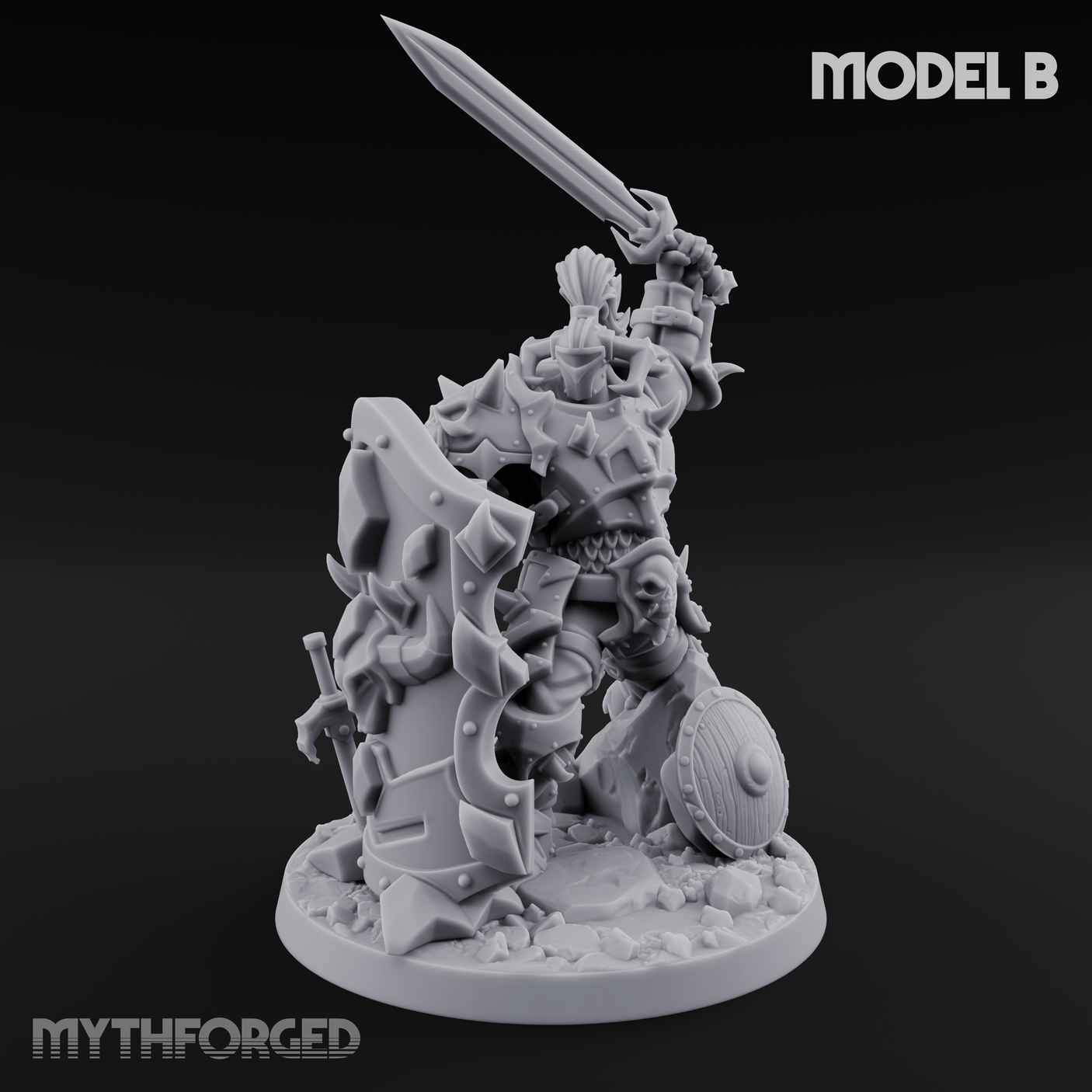 Heavy Shielded Demon Warriors Miniature for Dungeons and Dragons, Pathfinder or other TTRPGs
