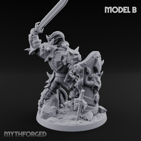 Heavy Shielded Demon Warriors B Miniature for Dungeons and Dragons, Pathfinder or other TTRPGs