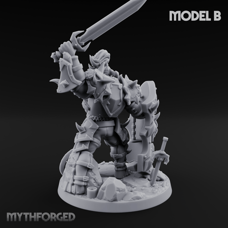 Heavy Shielded Demon Warriors B Miniature for Dungeons and Dragons, Pathfinder or other TTRPGs