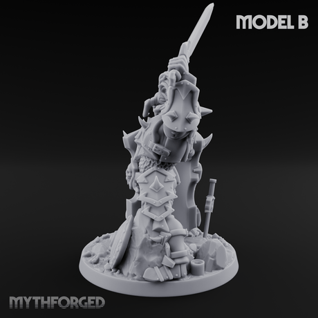 Heavy Shielded Demon Warriors B Miniature for Dungeons and Dragons, Pathfinder or other TTRPGs