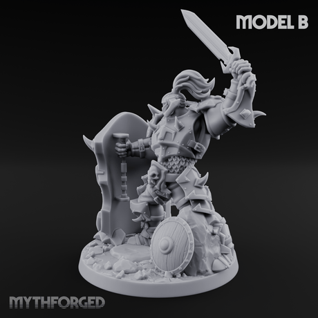 Heavy Shielded Demon Warriors B Miniature for Dungeons and Dragons, Pathfinder or other TTRPGs