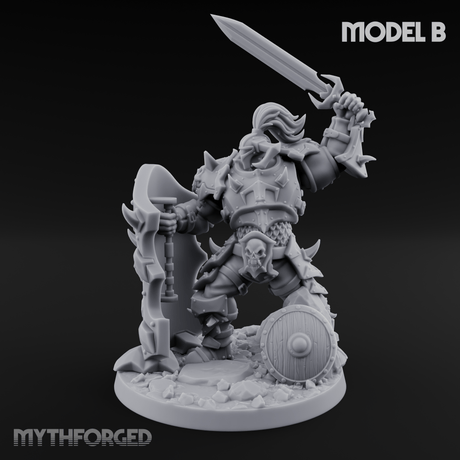 Heavy Shielded Demon Warriors B Miniature for Dungeons and Dragons, Pathfinder or other TTRPGs