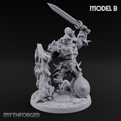 Heavy Shielded Demon Warriors B Miniature for Dungeons and Dragons, Pathfinder or other TTRPGs