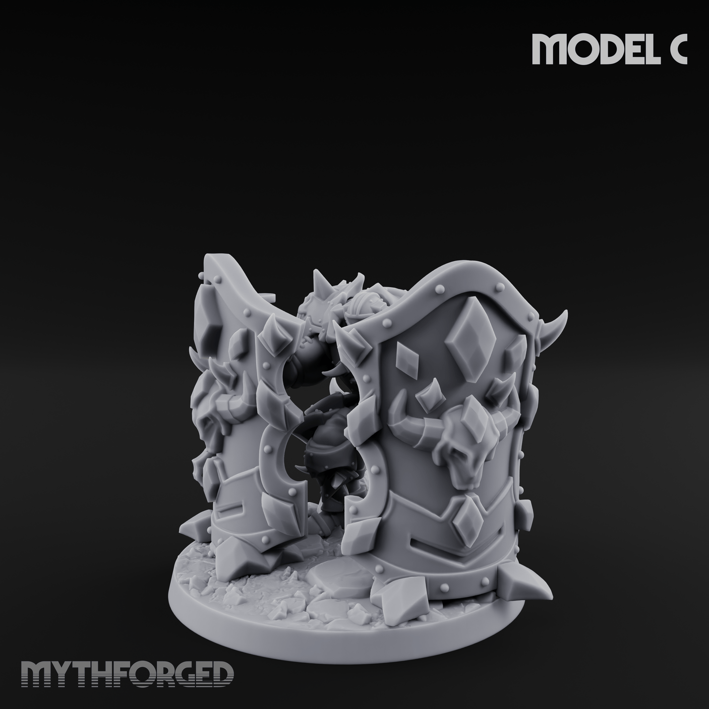 Heavy Shielded Demon Warriors C Miniature for Dungeons and Dragons, Pathfinder or other TTRPGs