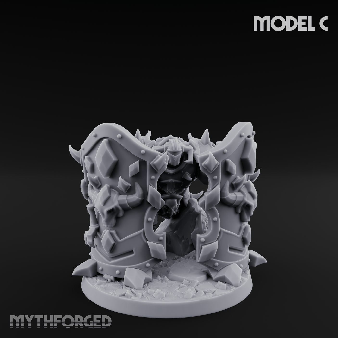 Heavy Shielded Demon Warriors C Miniature for Dungeons and Dragons, Pathfinder or other TTRPGs