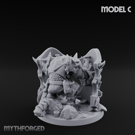 Heavy Shielded Demon Warriors C Miniature for Dungeons and Dragons, Pathfinder or other TTRPGs