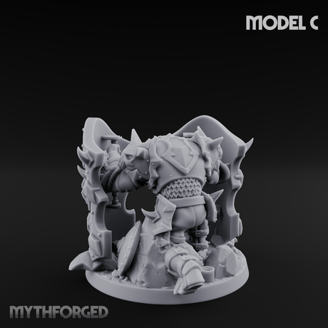 Heavy Shielded Demon Warriors C Miniature for Dungeons and Dragons, Pathfinder or other TTRPGs