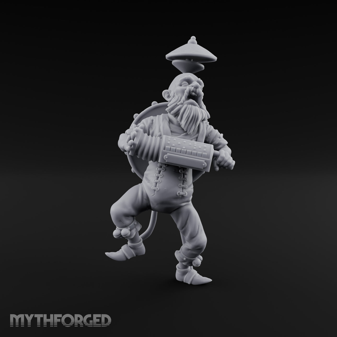 Accordion Squeezing Gnome Bard Miniature for Dungeons and Dragons, Pathfinder or other TTRPGs