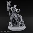 Cauldron Conjuring Human Witch Miniature for Dungeons and Dragons, Pathfinder or other TTRPGs