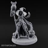 Cauldron Conjuring Human Witch Miniature for Dungeons and Dragons, Pathfinder or other TTRPGs