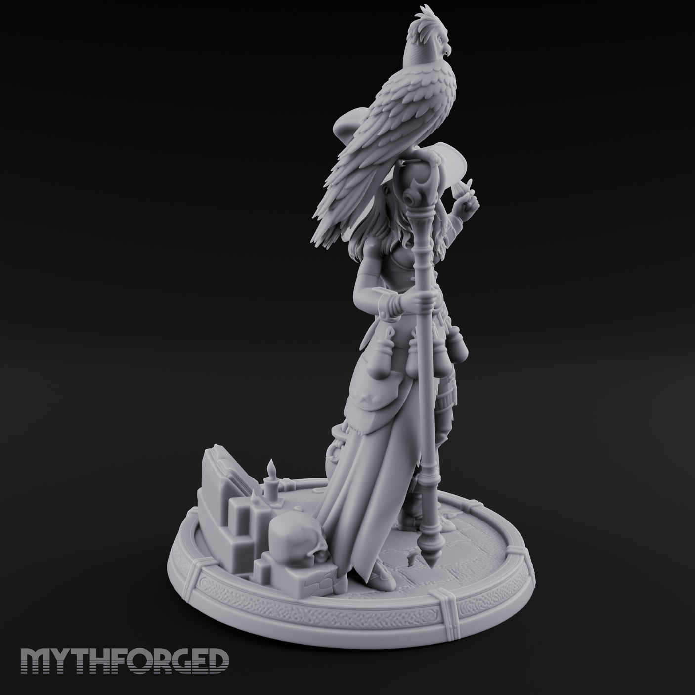Cauldron Conjuring Human Witch Miniature for Dungeons and Dragons, Pathfinder or other TTRPGs