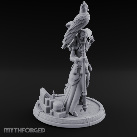 Cauldron Conjuring Human Witch Miniature for Dungeons and Dragons, Pathfinder or other TTRPGs