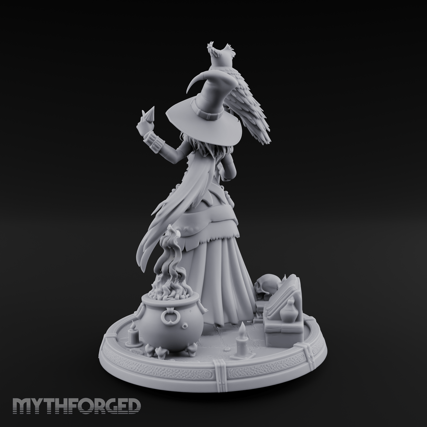 Cauldron Conjuring Human Witch Miniature for Dungeons and Dragons, Pathfinder or other TTRPGs