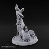 Cauldron Conjuring Human Witch Miniature for Dungeons and Dragons, Pathfinder or other TTRPGs