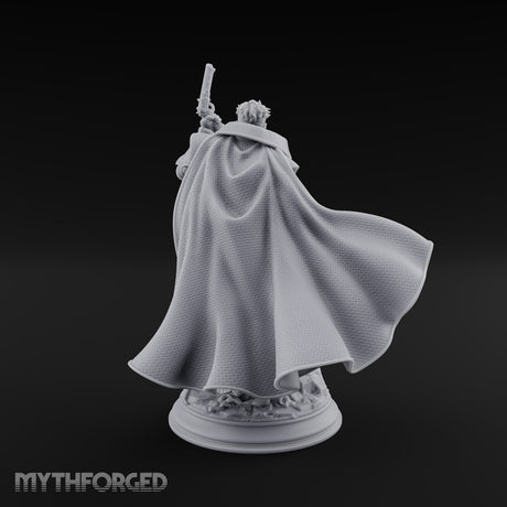 Unimpressed by Bones Underfoot Human Pistol Officer in Skull-Badged Greatcoat and Cape