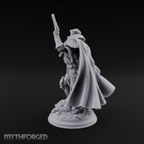 Unimpressed by Bones Underfoot Human Pistol Officer in Skull-Badged Greatcoat and Cape