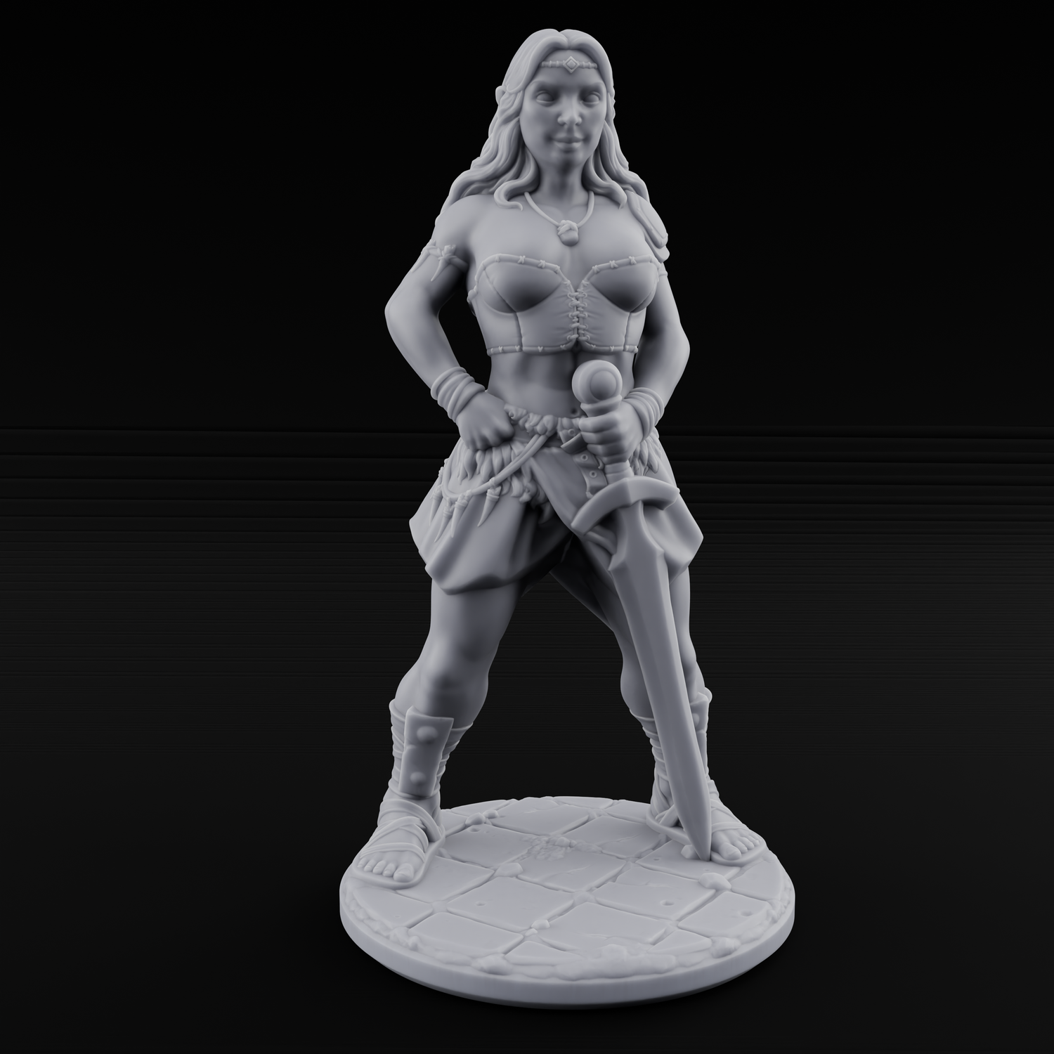 Hands On Hips Human Fighter A Miniature for Dungeons and Dragons, Pathfinder or other TTRPGs