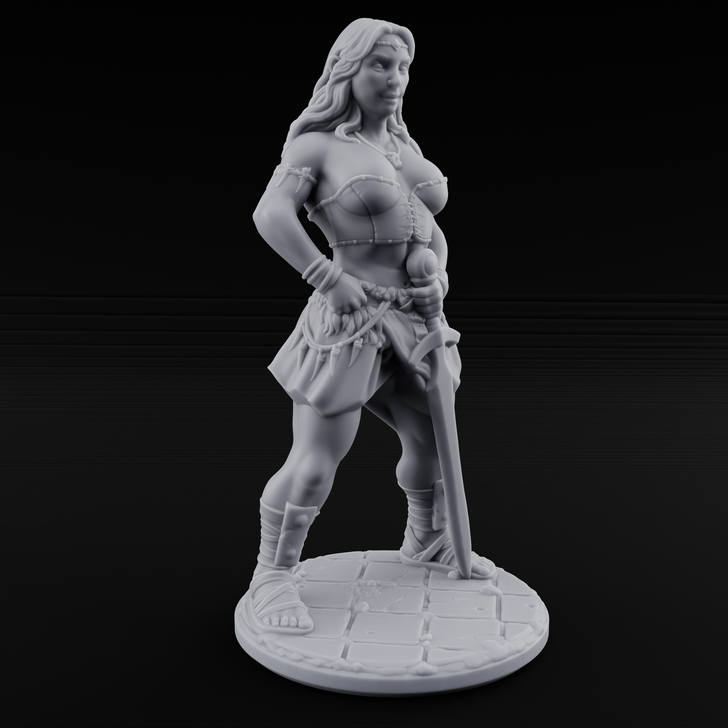 Hands On Hips Human Fighter A Miniature for Dungeons and Dragons, Pathfinder or other TTRPGs