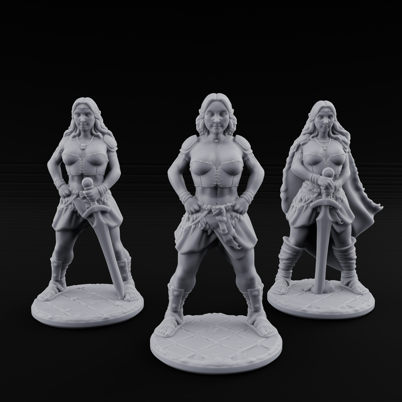 Hands On Hips Human Fighters Miniature for Dungeons and Dragons, Pathfinder or other TTRPGs