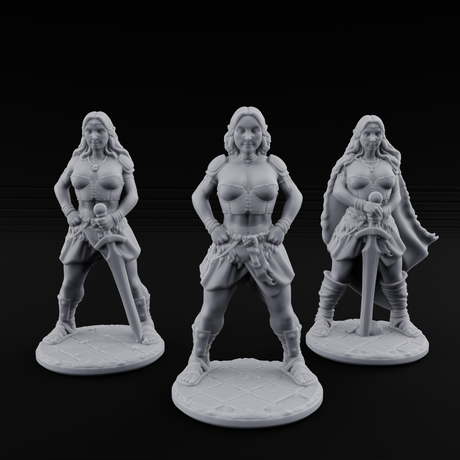 Hands On Hips Human Fighters Miniature for Dungeons and Dragons, Pathfinder or other TTRPGs