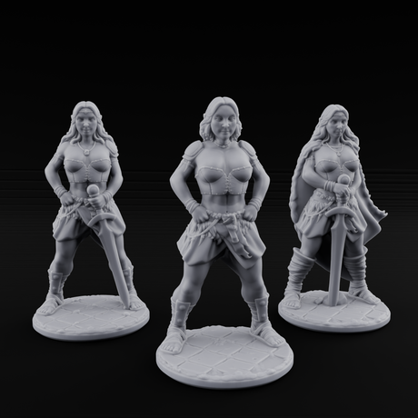 Hands On Hips Human Fighters Miniature for Dungeons and Dragons, Pathfinder or other TTRPGs
