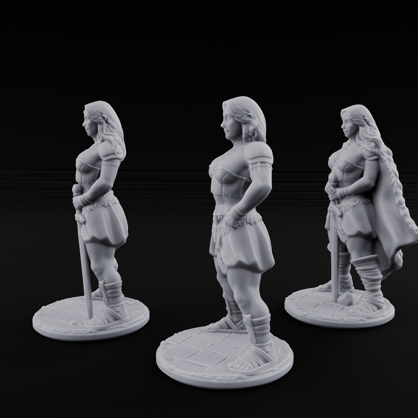 Hands On Hips Human Fighters Miniature for Dungeons and Dragons, Pathfinder or other TTRPGs