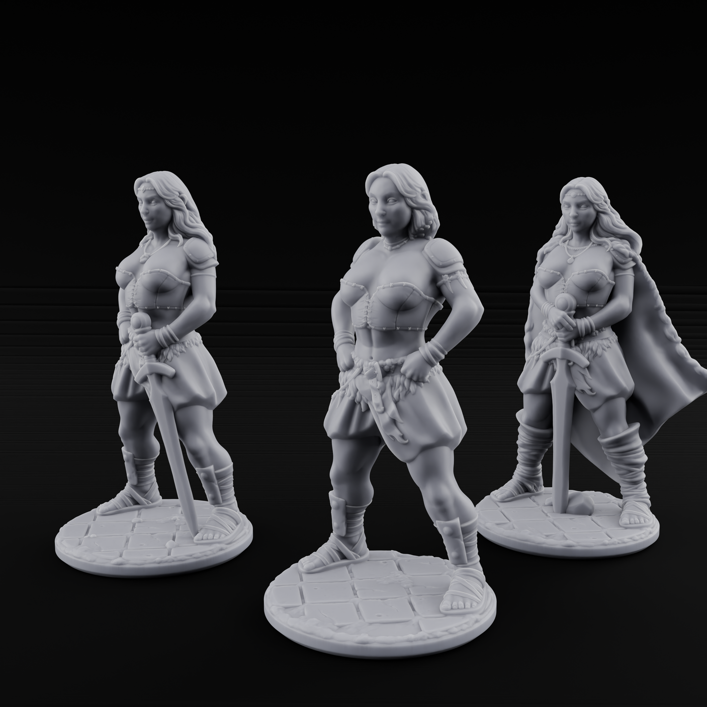 Hands On Hips Human Fighters Miniature for Dungeons and Dragons, Pathfinder or other TTRPGs