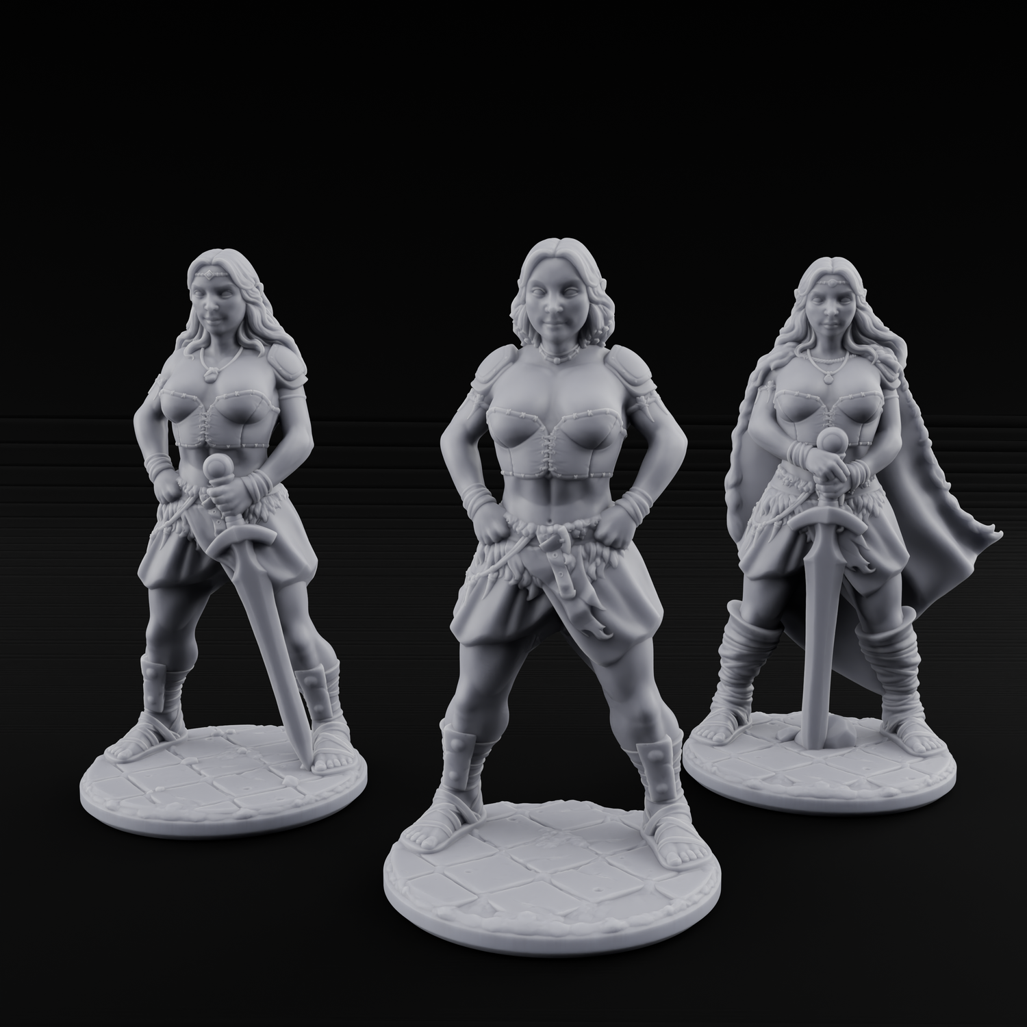 Hands On Hips Human Fighters Miniature for Dungeons and Dragons, Pathfinder or other TTRPGs