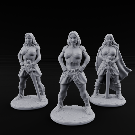 Hands On Hips Human Fighters Miniature for Dungeons and Dragons, Pathfinder or other TTRPGs