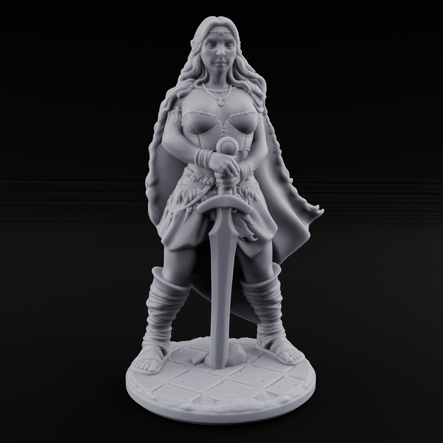 Hands On Hips Human Fighter B Miniature for Dungeons and Dragons, Pathfinder or other TTRPGs