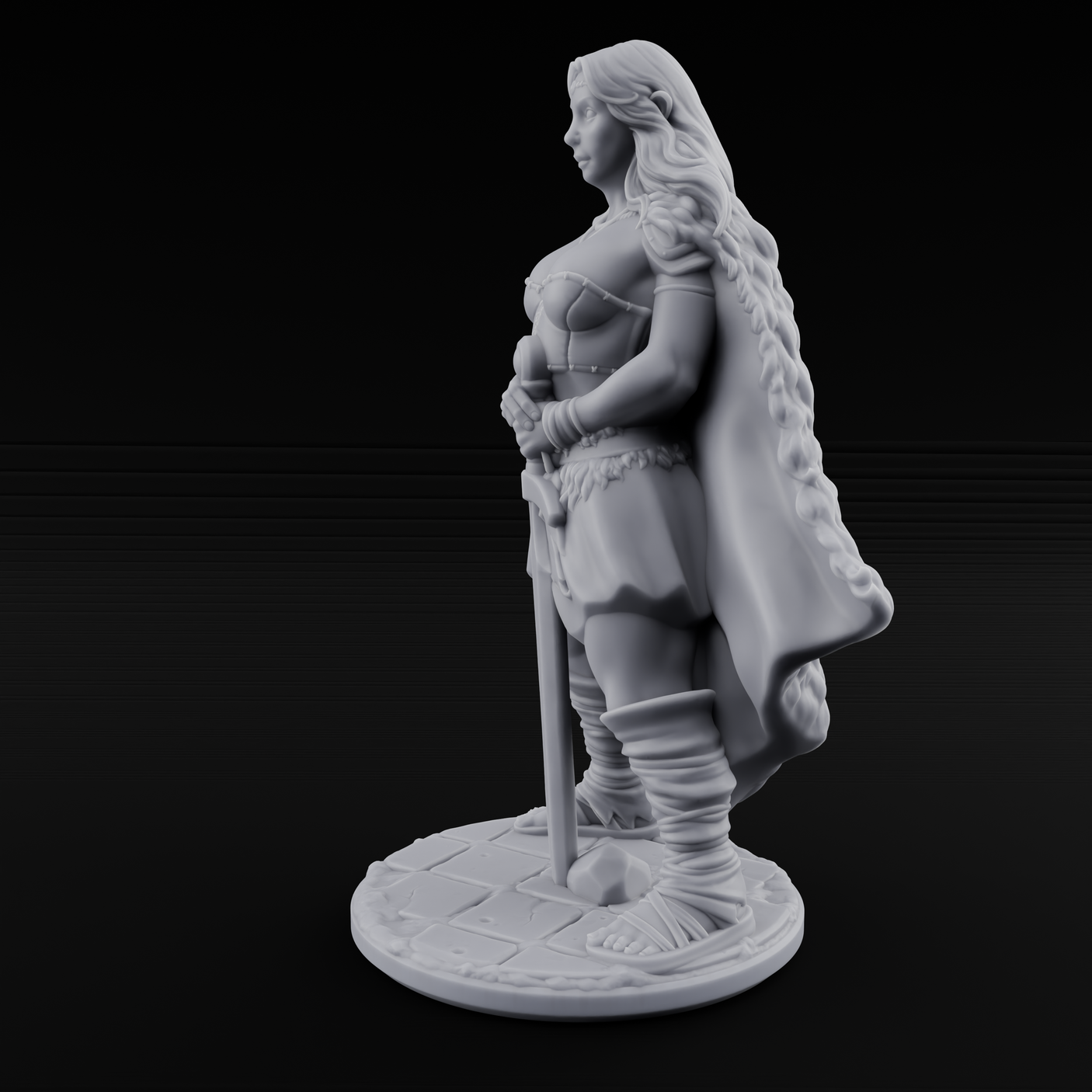 Hands On Hips Human Fighter B Miniature for Dungeons and Dragons, Pathfinder or other TTRPGs