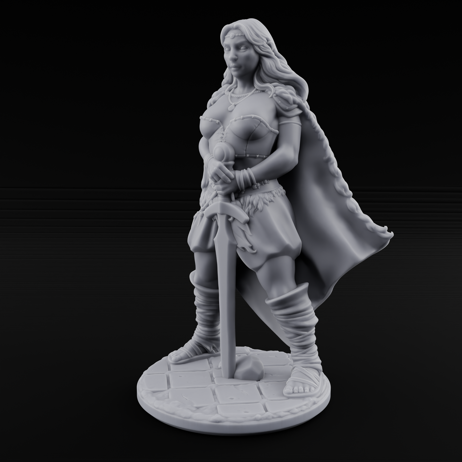 Hands On Hips Human Fighter B Miniature for Dungeons and Dragons, Pathfinder or other TTRPGs