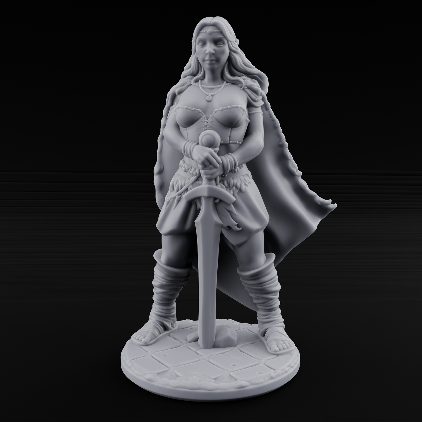 Hands On Hips Human Fighter B Miniature for Dungeons and Dragons, Pathfinder or other TTRPGs
