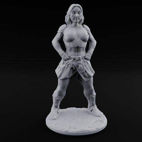 Hands On Hips Human Fighter C Miniature for Dungeons and Dragons, Pathfinder or other TTRPGs