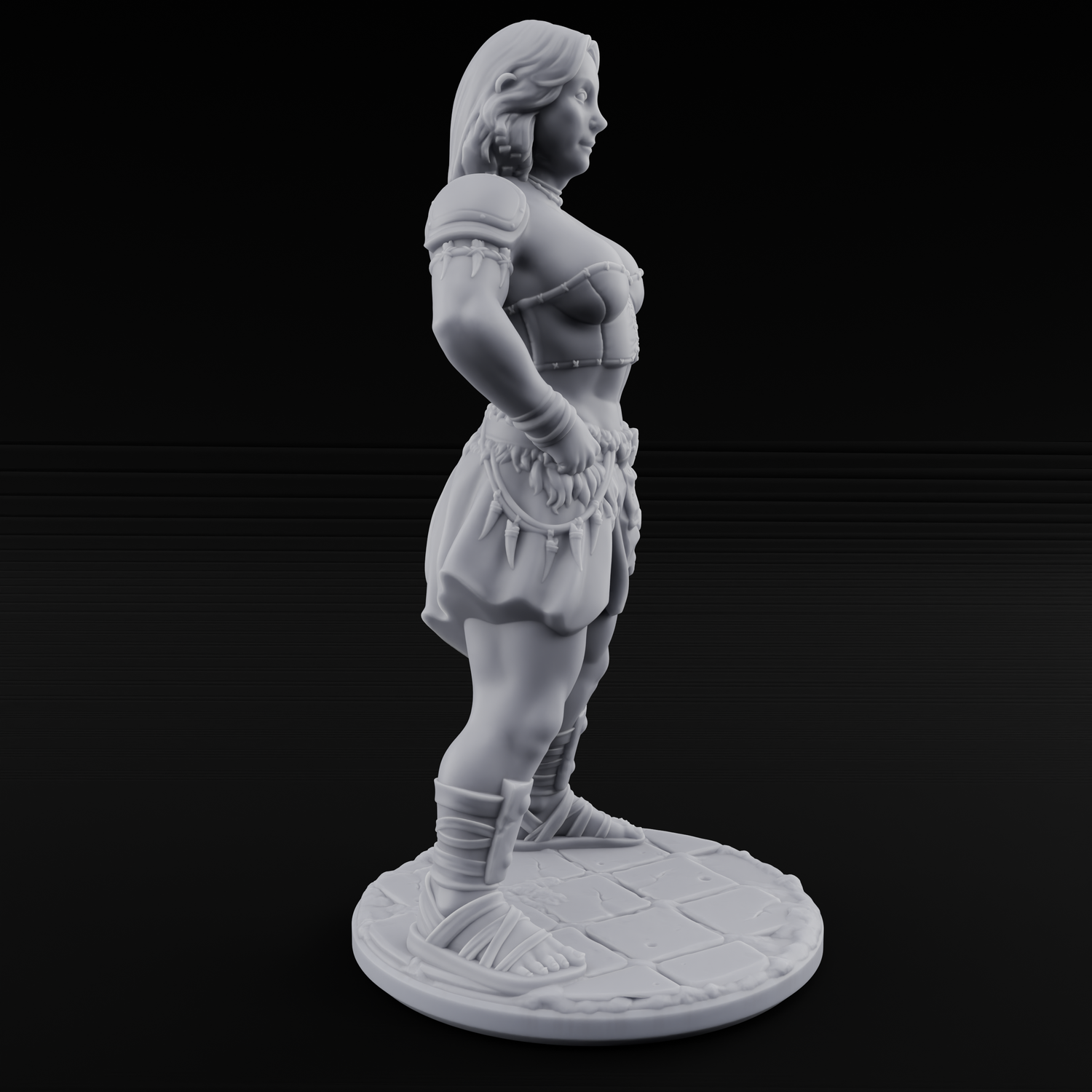Hands On Hips Human Fighter C Miniature for Dungeons and Dragons, Pathfinder or other TTRPGs
