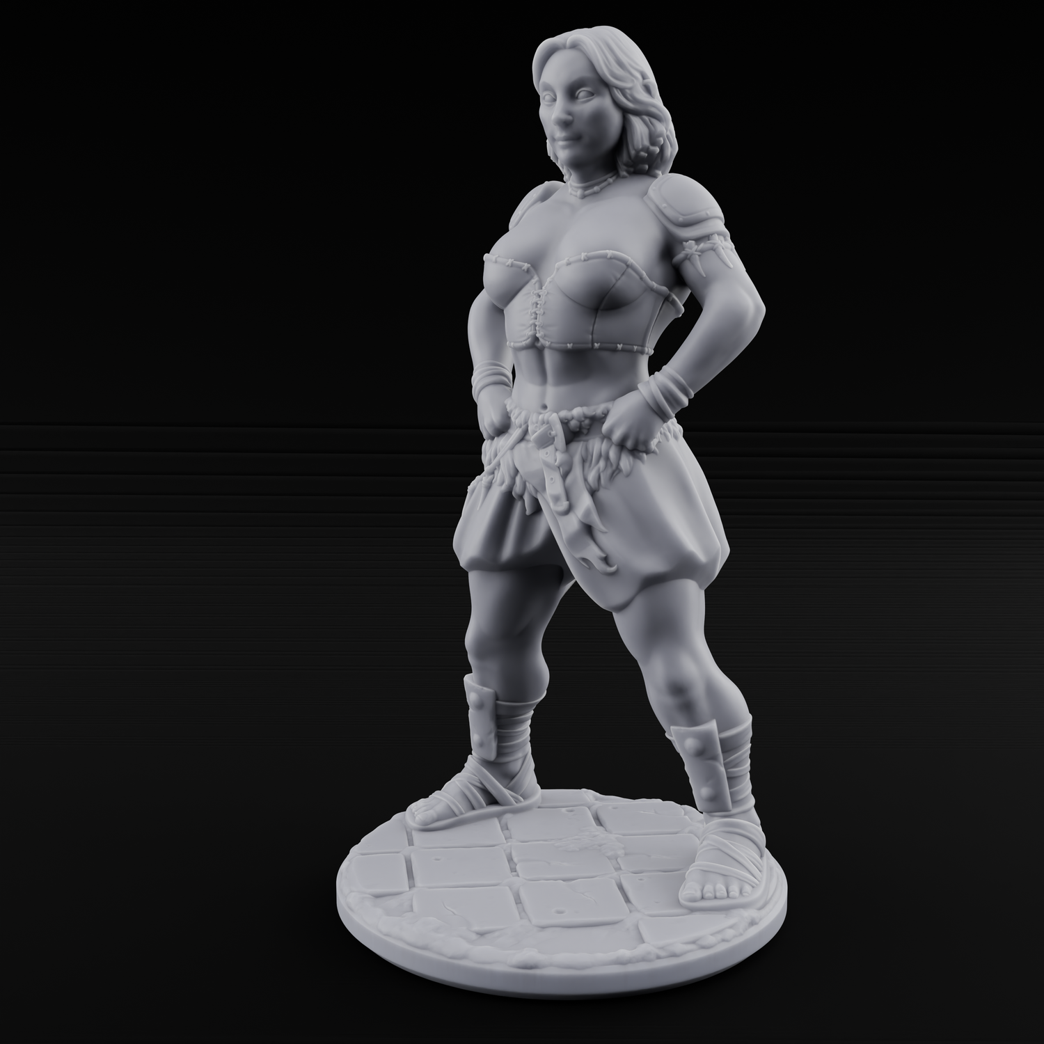 Hands On Hips Human Fighter C Miniature for Dungeons and Dragons, Pathfinder or other TTRPGs