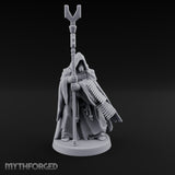 Ammo Draped Fork Staff Gripping Human Monk — With